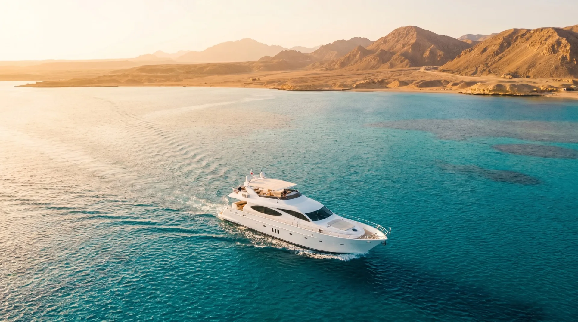 The Red Sea coastline at Hurghada, turquoise water meeting a low desert shore