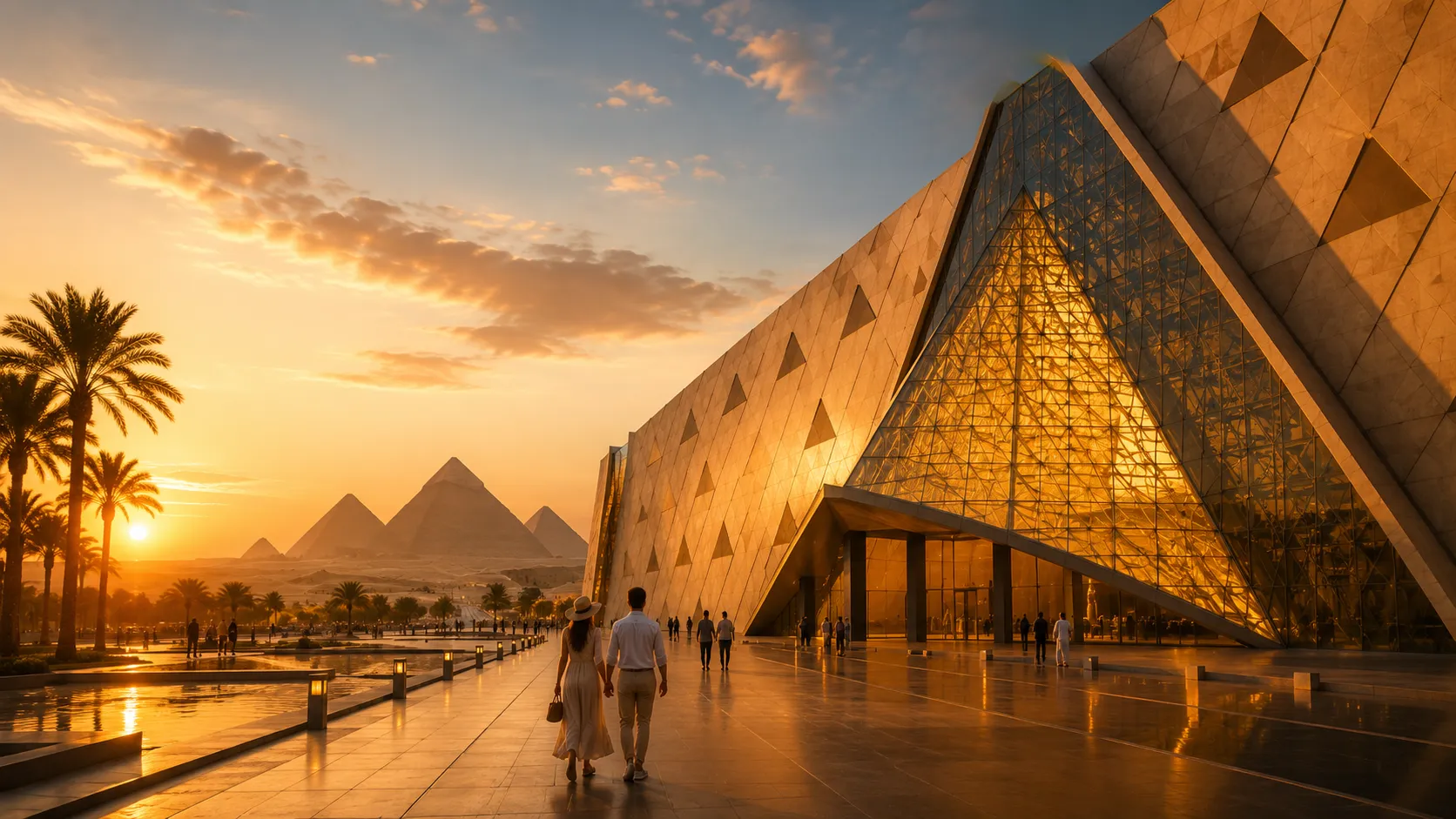 Grand Egyptian Museum · Giza pyramids beyond