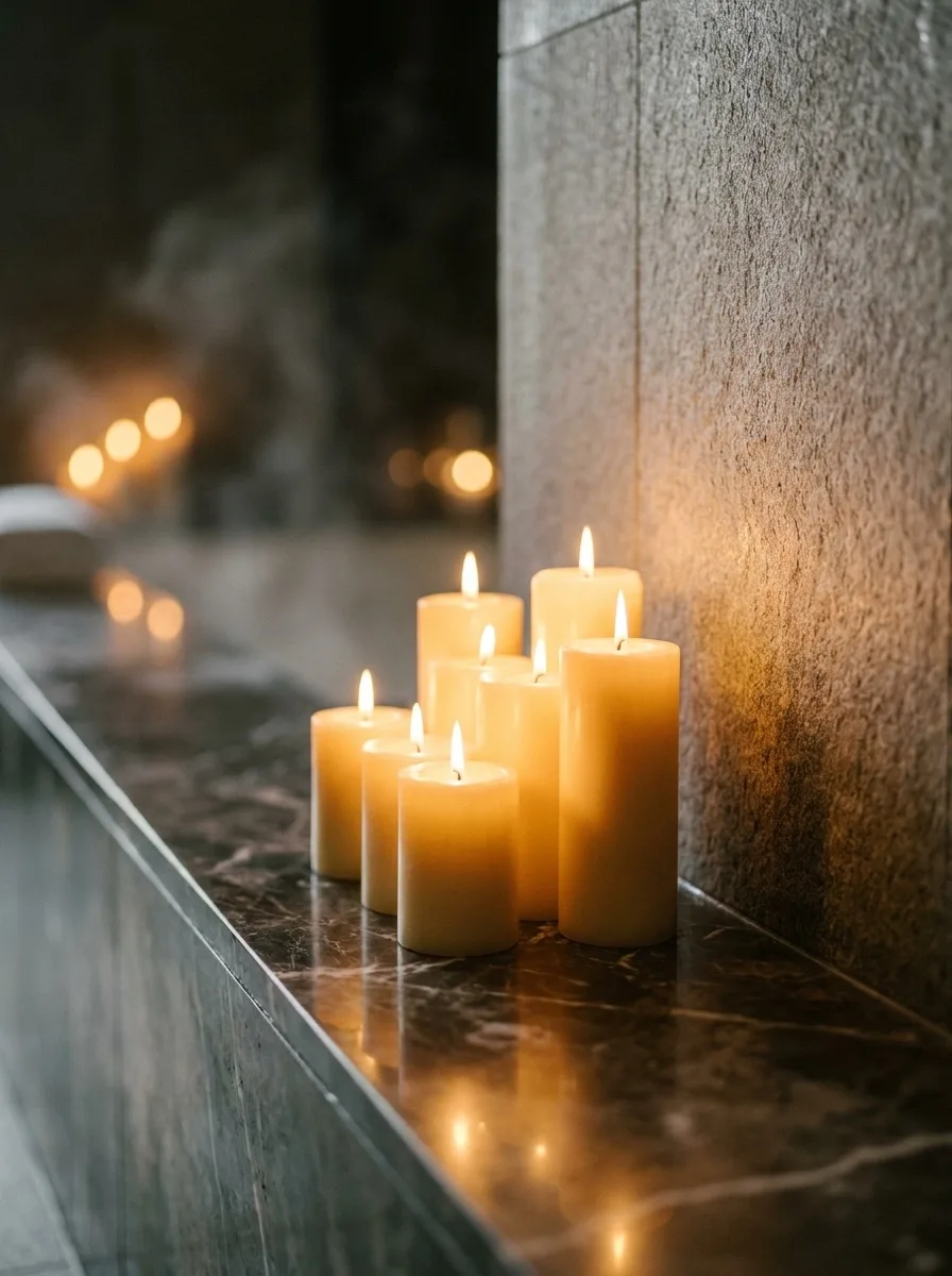 Candlelight · warm flames on marble