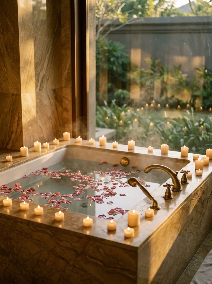 Jacuzzi · still water, soft steam